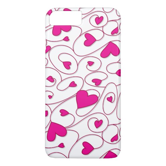 ピンクと白のカーリーハート Case-Mate iPhoneケース (裏面)