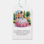 ピンクと白のガウンを着たキンチェニェラの女の子ありがとう ギフトタグ (裏面)
