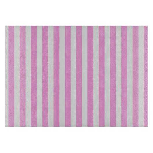 ピンクと白のキャンディストライプー カッティングボード (正面)