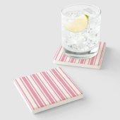 ピンクと白のキャンディストライプー ストーンコースター (横)
