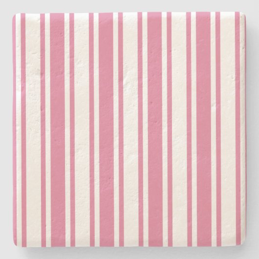 ピンクと白のキャンディストライプー ストーンコースター (正面)
