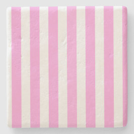 ピンクと白のキャンディストライプー ストーンコースター