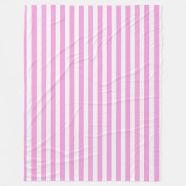 ピンクと白のキャンディストライプー フリースブランケット