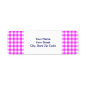 ピンクと白のギンガムパターン差出人住所 ラベル (正面)