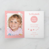 ピンクと白のギンガムプレイド写真あらゆる年齢の子供 カード (内部)