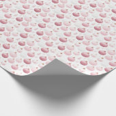 ピンクと白のクリスマスオーナメントクリスマス ラッピングペーパー (角)