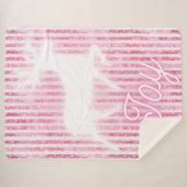 ピンクと白のクリスマスジョイトナカイ シェルパブランケット (正面(横))