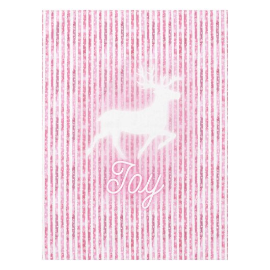 ピンクと白のクリスマスジョイトナカイ テーブルクロス (正面)