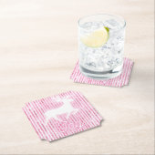 ピンクと白のクリスマスジョイトナカイ ペーパーコースター (インサイチュ)