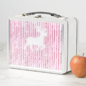 ピンクと白のクリスマスジョイトナカイ メタルランチボックス (インサイチュ)