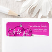 ピンクと白のクリスマススノーフレークオーナメント ラベル (インサイチュ)