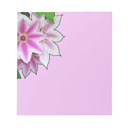 ピンクと白のクレマチスの花 ノートパッド (正面)