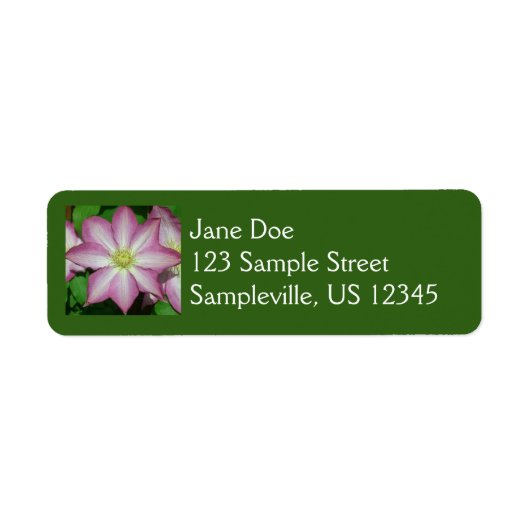 ピンクと白のクレマティス春花 ラベル (正面)