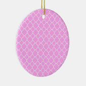 ピンクと白のクローバーパターン セラミックオーナメント (右)