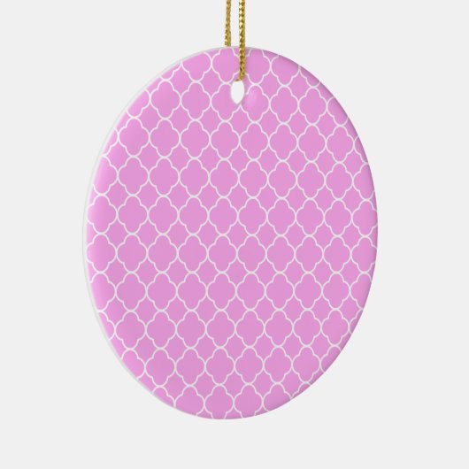 ピンクと白のクローバーパターン セラミックオーナメント (右)