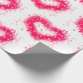 ピンクと白のグラフィティきらめくハート ラッピングペーパー (角)