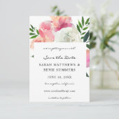 ピンクと白のグレーのフローラ2日付V2を保存 セーブザデート (スタンド正面)