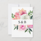 ピンクと白のグレーのフローラ2日付V2を保存 セーブザデート (裏面)