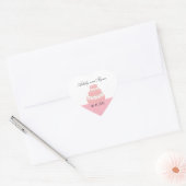 ピンクと白のケーキの結婚式延期日 ハートシール (封筒)