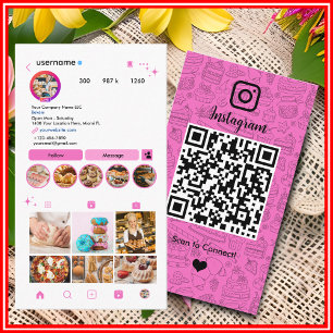 ピンクと白のケーキ バーコード入りパン屋Instagramシェフ名刺 名刺