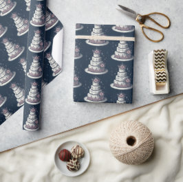 ピンクと白のケーキ ラッピングペーパー