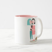 ピンクと白のゲイプライドバレンタインデーのマグカップ ツートーンマグカップ (正面右)