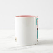 ピンクと白のゲイプライドバレンタインデーのマグカップ ツートーンマグカップ (中央)