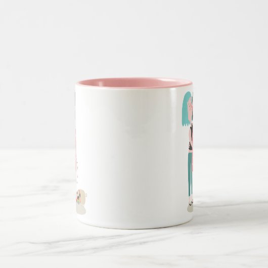 ピンクと白のゲイプライドバレンタインデーのマグカップ ツートーンマグカップ (中央)