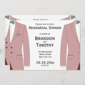 ピンクと白のゲイ結婚のリハーサル招待状 招待状 (正面/裏面)