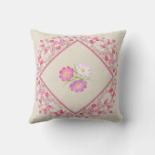 ピンクと白のコスモスフローラ枕 クッション (裏面)