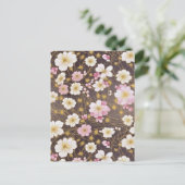 ピンクと白のコスモス千代紙 ポストカード (スタンド正面)