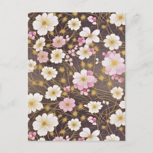 ピンクと白のコスモス千代紙 ポストカード (正面)