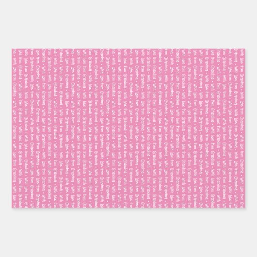 ピンクと白のコーディネート幾何学模様と「愛と」 ラッピングペーパーシート (正面)