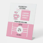 ピンクと白のコーヒーは毎日24時間 台座サイン (正面)