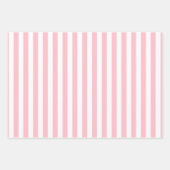 ピンクと白のサイ違うズ縦ストライプ列 ラッピングペーパーシート (正面2)