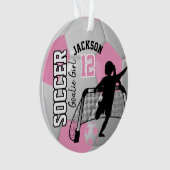 ピンクと白のサッカーゴアリーの女の子 オーナメント (正面)