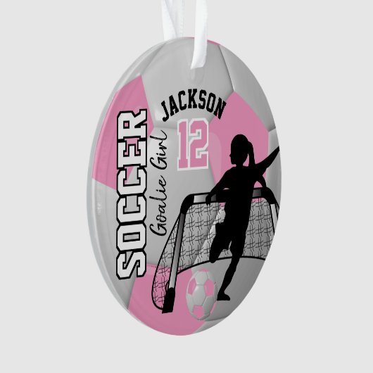 ピンクと白のサッカーゴアリーの女の子 オーナメント (正面)