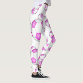 ピンクと白のサッカーボールのパターンのレギング レギンス (右)