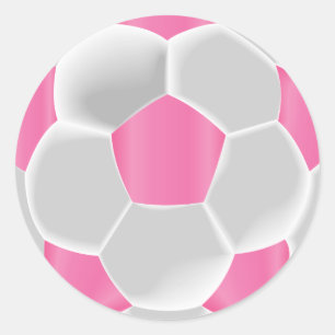 ピンクと白のサッカーボール ラウンドシール