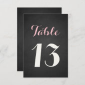 ピンクと白のスクリプトシャルボードテーブル番号カード 招待状 (正面/裏面)