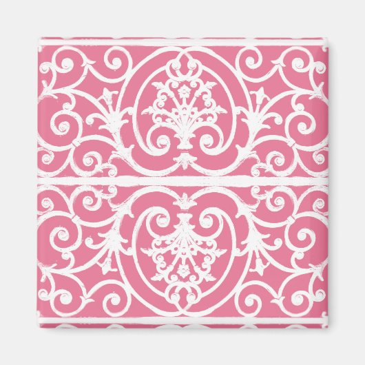 ピンクと白のスクロール マグネット (正面)