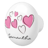 ピンクと白のスケッチハートセラミックプルまたはノブ セラミックノブ (右)