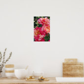 ピンクと白のストライプのバラフローラアートポスター ポスター (キッチン)