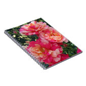 ピンクと白のストライプのバラフローラアート小 ノートブック (右側)