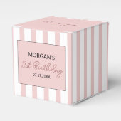 ピンクと白のストライプの誕生日お名前 フェイバーボックス (正面サイド)