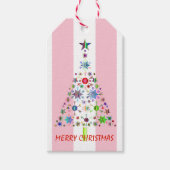 ピンクと白のストライプクリスマス ギフトタグ (正面)