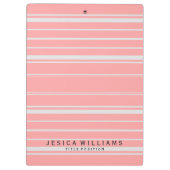 ピンクと白のストライプパターン クリップボード (裏面)