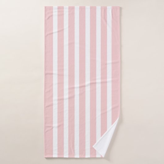 ピンクと白のストライプパターン バスタオルセット (バスタオル)