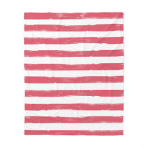 ピンクと白のストライプフリースブランケット