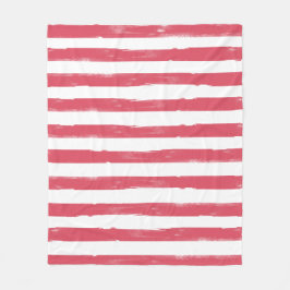 ピンクと白のストライプフリースブランケット フリースブランケット